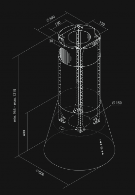 Hota insula Inspiro White - Alb - Rysunek techniczny