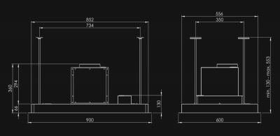 Hota De tavan Planet White - Alb - Rysunek techniczny 2