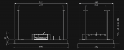 Hota De tavan Planet Super Slim Black Matt - Negru Mat - Rysunek techniczny 2