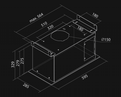 Hota Incorporabile Marino Black - Negru - Rysunek techniczny