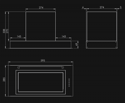 Hota Incorporabile Micra Plus Black - Negru - Rysunek techniczny 2