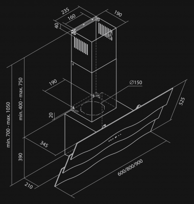 Hota decorative Ivo White - Alb - Rysunek techniczny