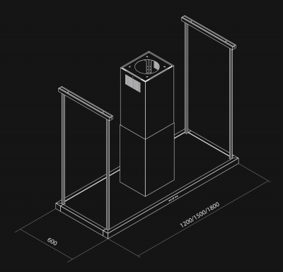 Hota insula Centropolis White Matt - Alb Mat - Rysunek techniczny