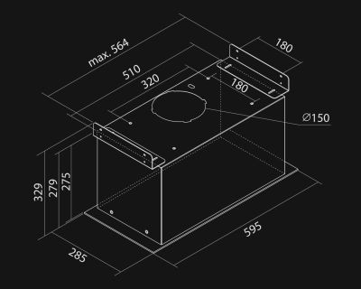Hota Incorporabile Marino White Gesture Control - Alb - Rysunek techniczny