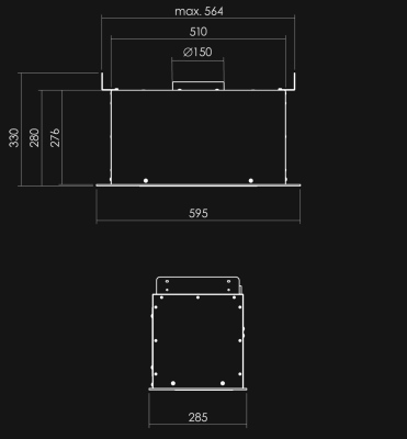 Hota Incorporabile Marino White Gesture Control - Alb - Rysunek techniczny 2