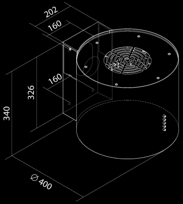 Hota decorative Galaxy OR Eco Black Matt - Negru Mat - Rysunek techniczny