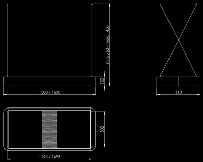 Hota insula Sven Black Matt - Negru Mat - Rysunek techniczny