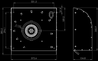 Sistem de turbine pentru exterior Nortberg Bucătărie Liniștită (plasare stradală) - Alb - Rysunek techniczny