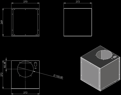 Sistem de turbine pentru exterior Nortberg Bucătărie Liniștită (locația în interiorul clădirii) - Negru Mat - Rysunek techniczny