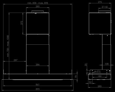 Hota Incorporabile Micra Space White Matt - Alb Mat - Rysunek techniczny 3