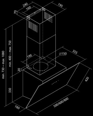 Hota decorative Dynamic Pro White - Alb - Rysunek techniczny