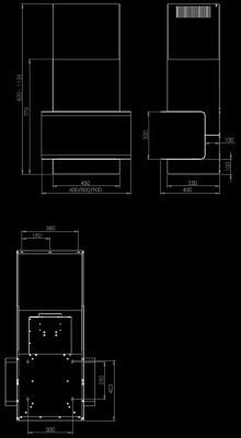 Hota decorative C-Shelf Black-Kashmir - Negru Mat/Cașmir - Rysunek techniczny
