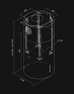 Hota insula Cylindro Antracyte - Antracit - Rysunek techniczny