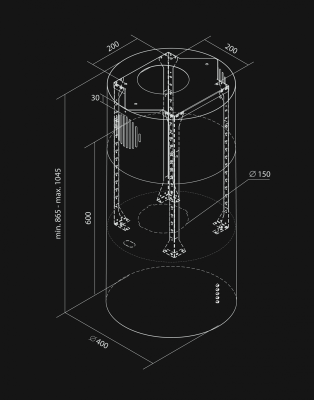 Hota insula Cylindro Eco Antracyte - Antracit - Rysunek techniczny