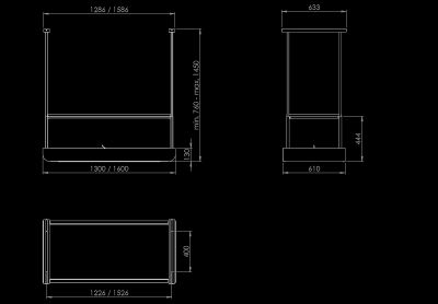 Hota insula Arne Wood Black Matt - Negru Mat - Rysunek techniczny