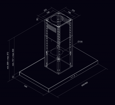 Hota insula Sento Island Strips White - Alb - Rysunek techniczny