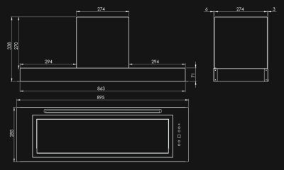 Hota Incorporabile Micra Black Matt - Negru Mat - Rysunek techniczny 4