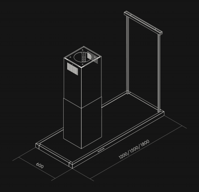 Hota insula Metropolis Black Matt - Negru Mat - Rysunek techniczny 2