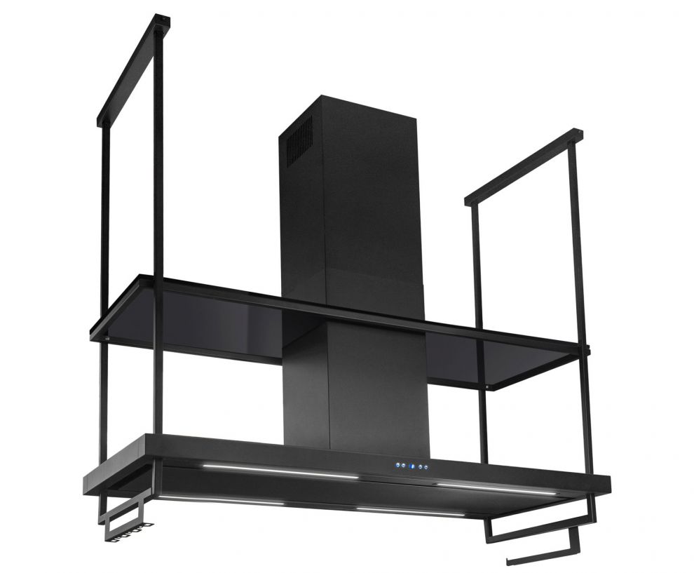 Hota insula Centropolis Premium Glass Black Matt - Negru Mat - fotografie de produs 3