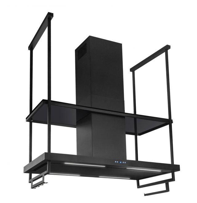 Hota insula Centropolis Premium Glass Black Matt - Negru Mat - fotografie de produs 4