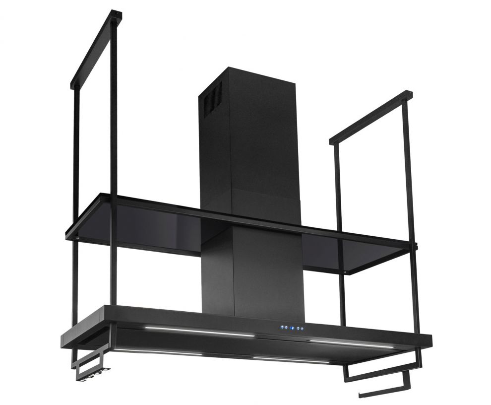 Hota insula Centropolis Premium Glass Black Matt - Negru Mat - fotografie de produs