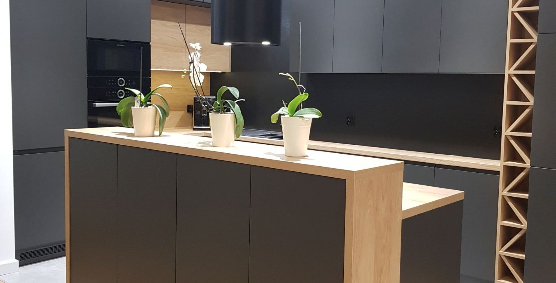 Hota insula Cylindro Black Matt - Negru Mat - Aranjament 77