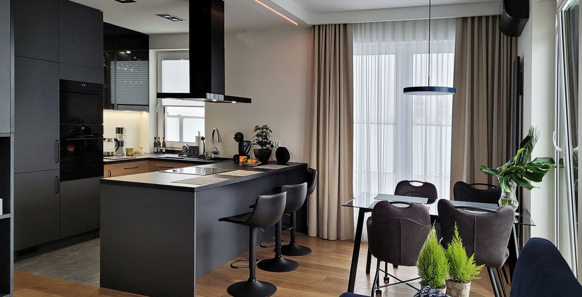 Hota insula Sento Island Strips Black Matt - Negru Mat - Aranjament 20