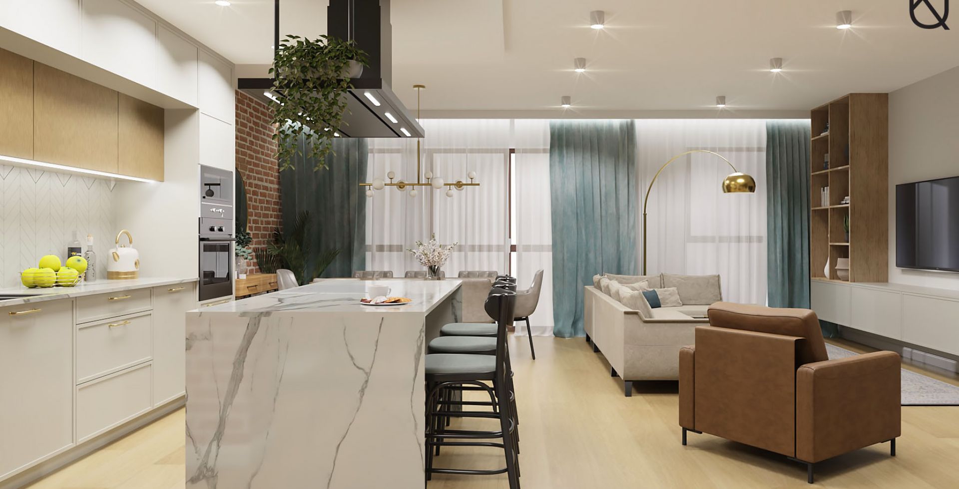 Hota insula Metropolis Black Matt - Negru Mat - Aranjament 2