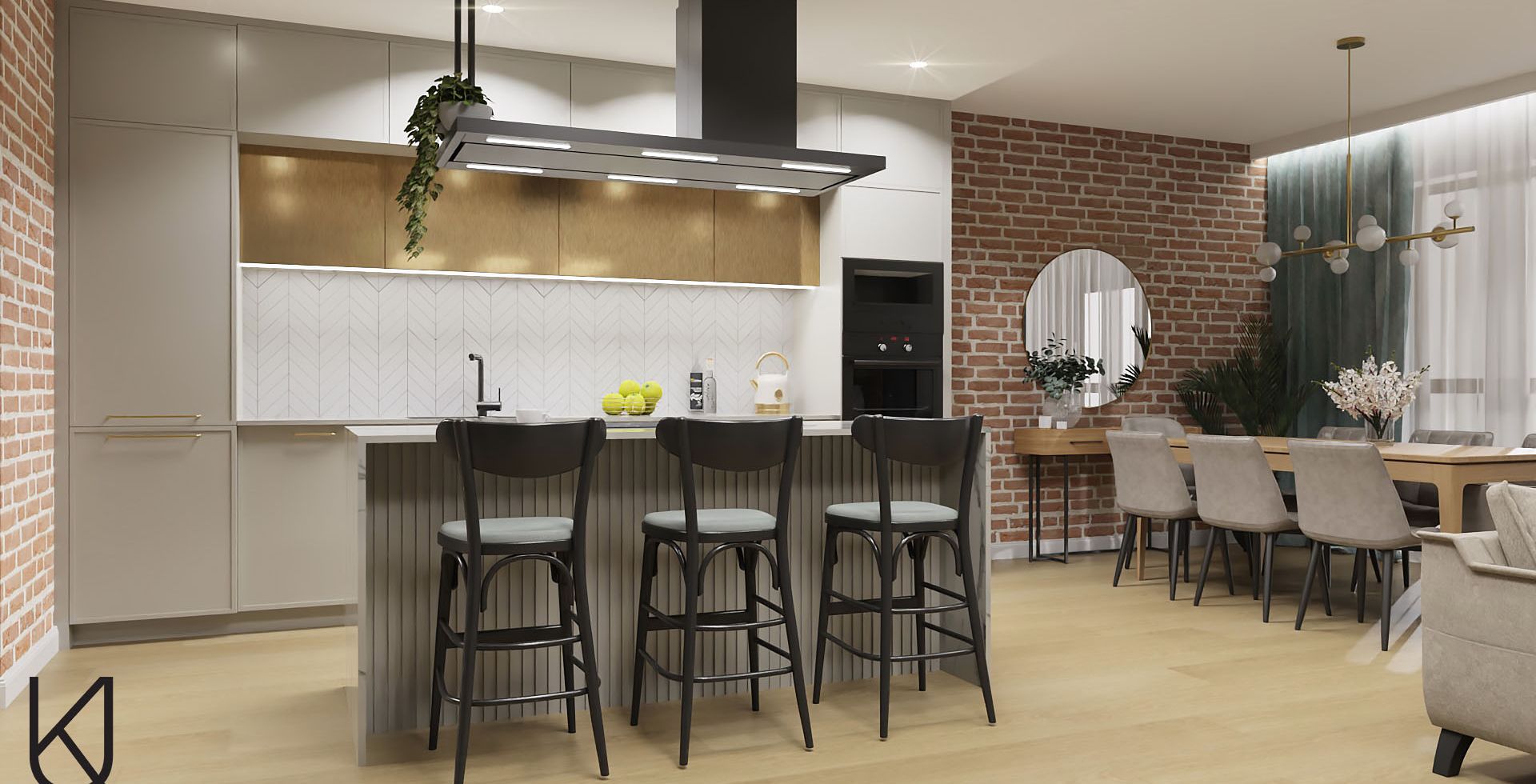 Hota insula Metropolis Black Matt - Negru Mat - Aranjament