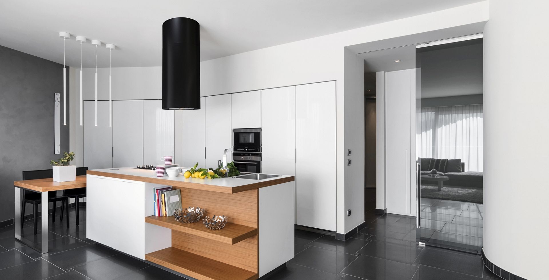 Hota insula Cylindro Black Matt - Negru Mat - Aranjament 7