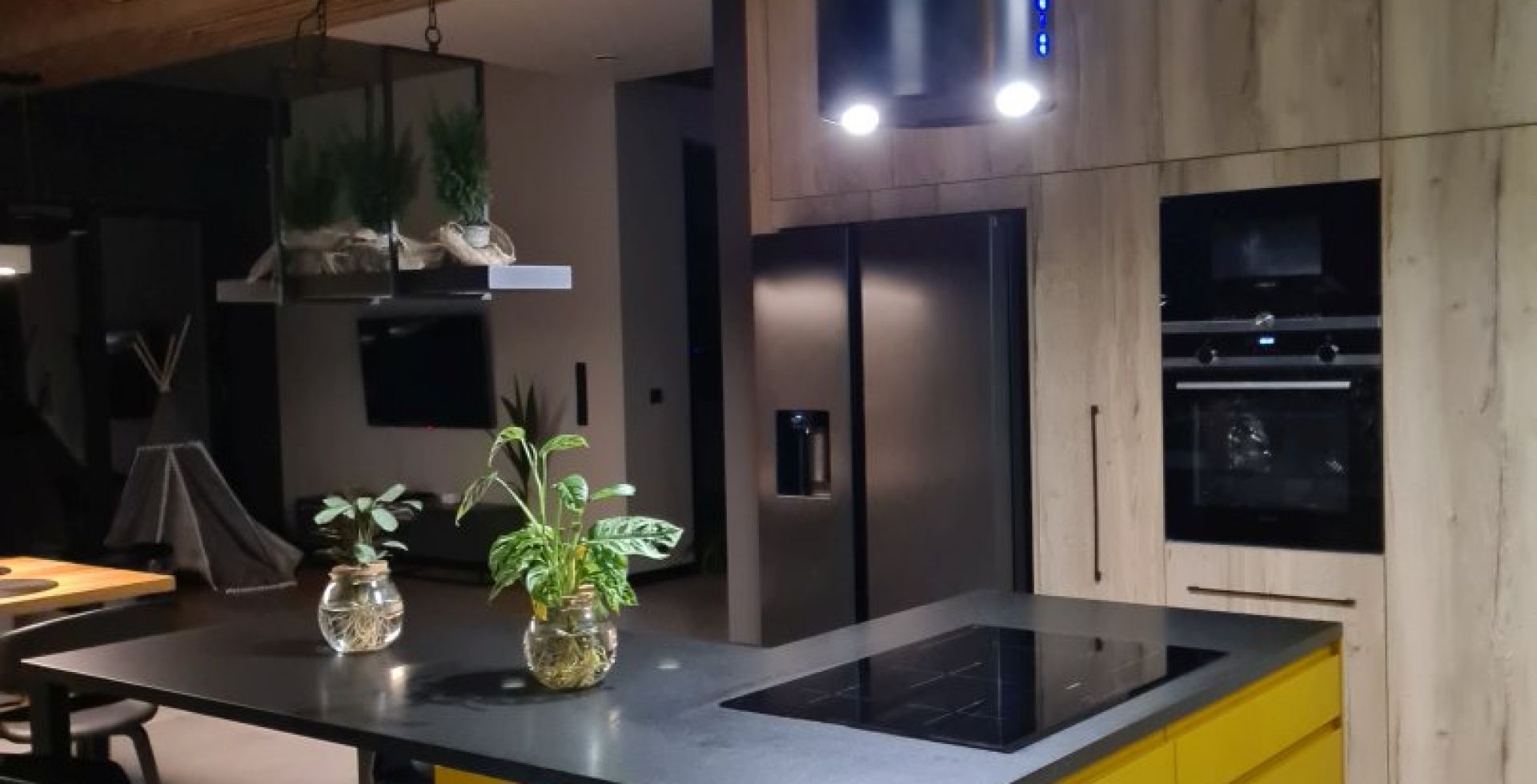 Hota insula Cylindro Black Matt - Negru Mat - Aranjament 3