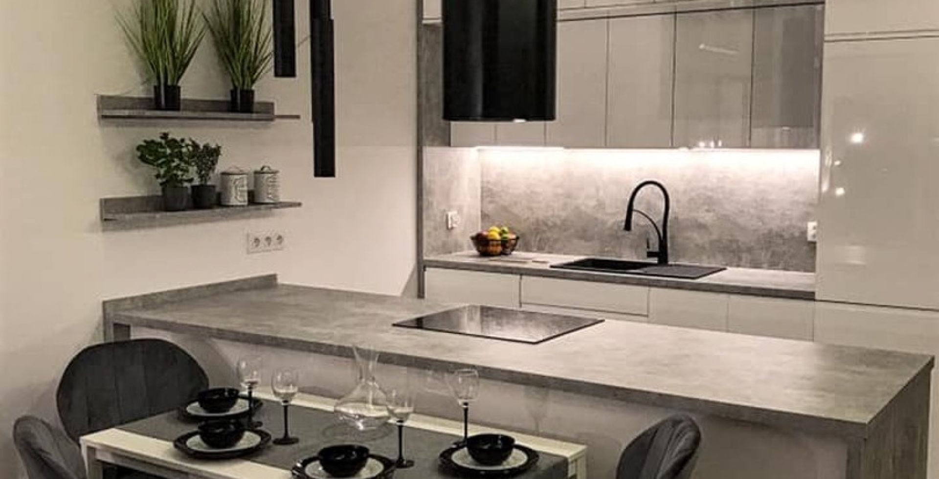 Hota insula Cylindro Black Matt - Negru Mat - Aranjament 67