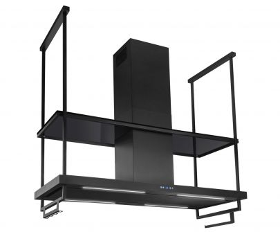 Hota insula Centropolis Premium Glass Black Matt - Negru Mat - 120 cm / 150 cm / 180 cm