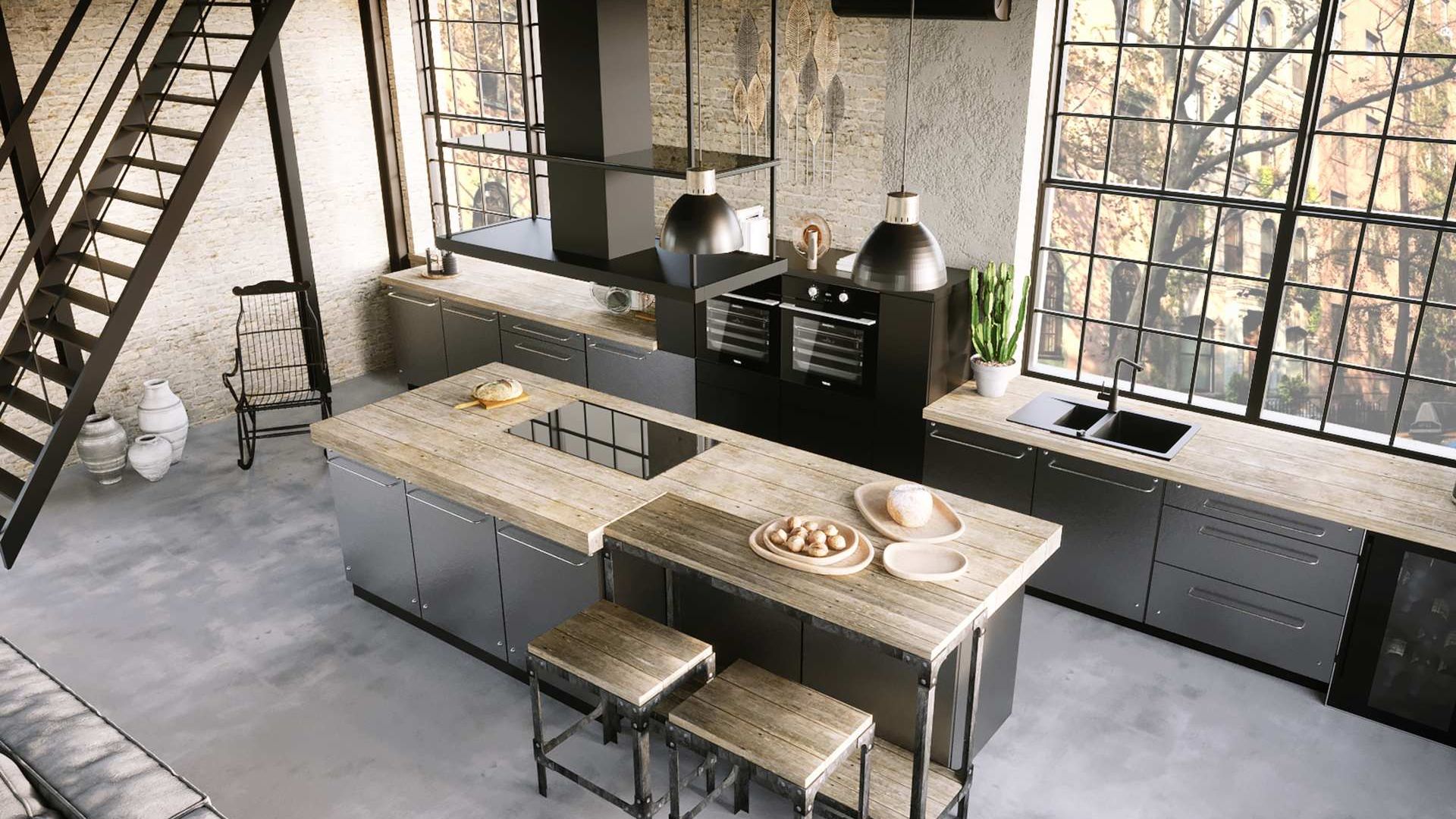 Hota insula Centropolis Elite Glass Black Matt - Negru Mat - Vizualizare 2