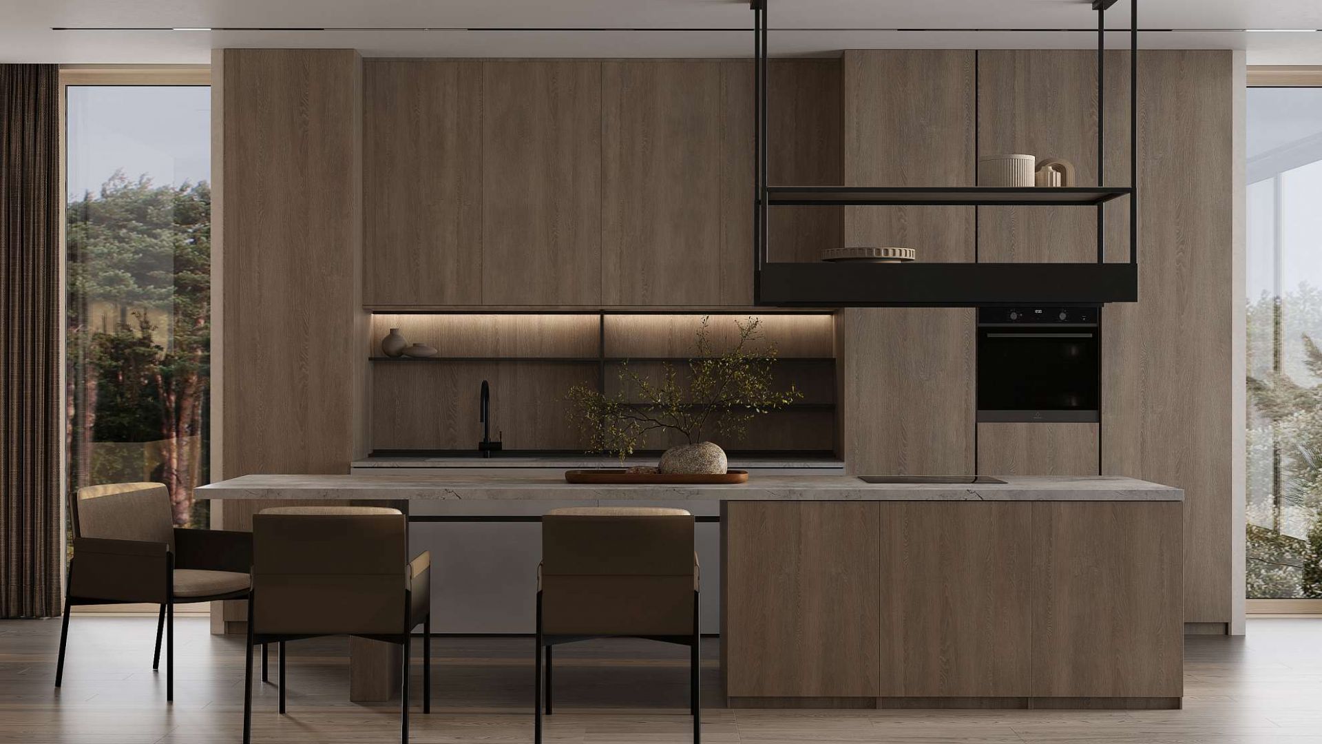 Hota insula Alvar Wood Black Matt - Negru Mat - Vizualizare