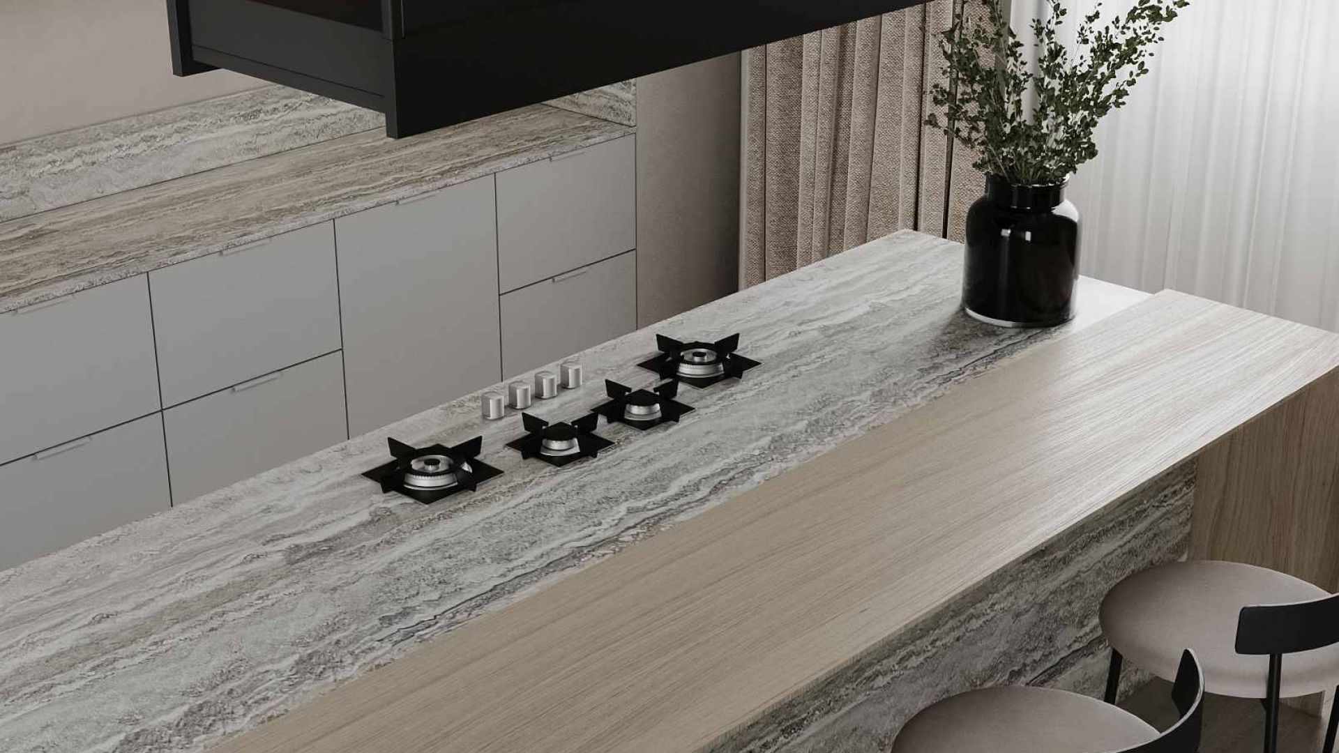 Hota insula Alvar Glass Black Matt - Negru Mat - Vizualizare 3