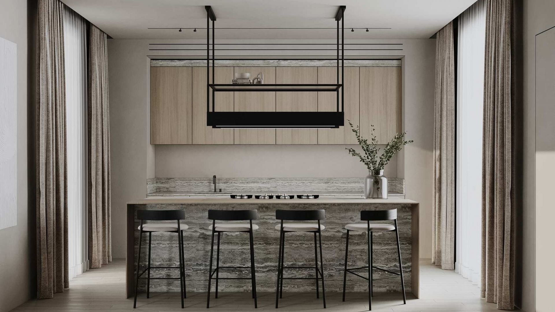 Hota insula Alvar Glass Black Matt - Negru Mat - Vizualizare