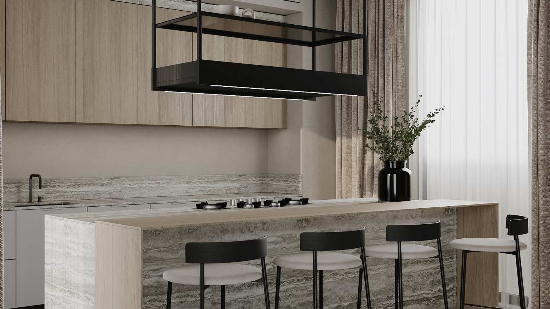 Hota insula Alvar Glass Black Matt - Negru Mat - Vizualizare 2