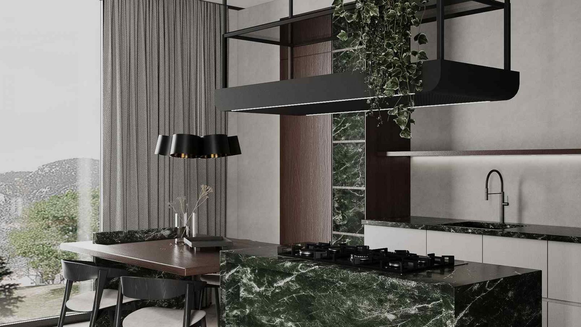 Hota insula Arne Glass Black Matt - Negru Mat - Vizualizare