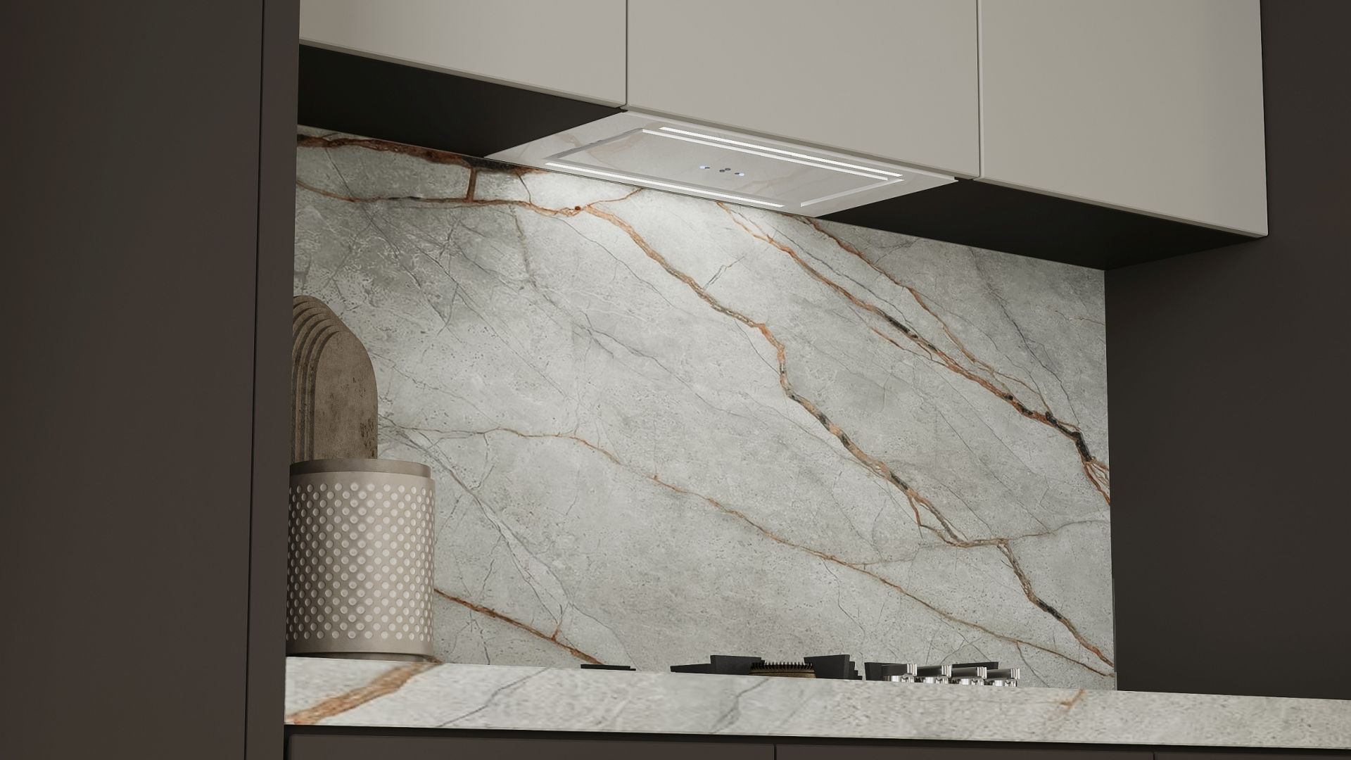 Hota Incorporabile Lando Glass White Gesture Control - Alb - Vizualizare