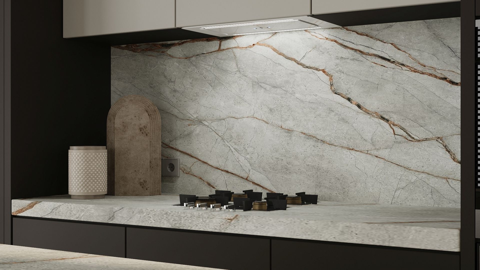 Hota Incorporabile Lando Glass White Gesture Control - Alb - Vizualizare 3