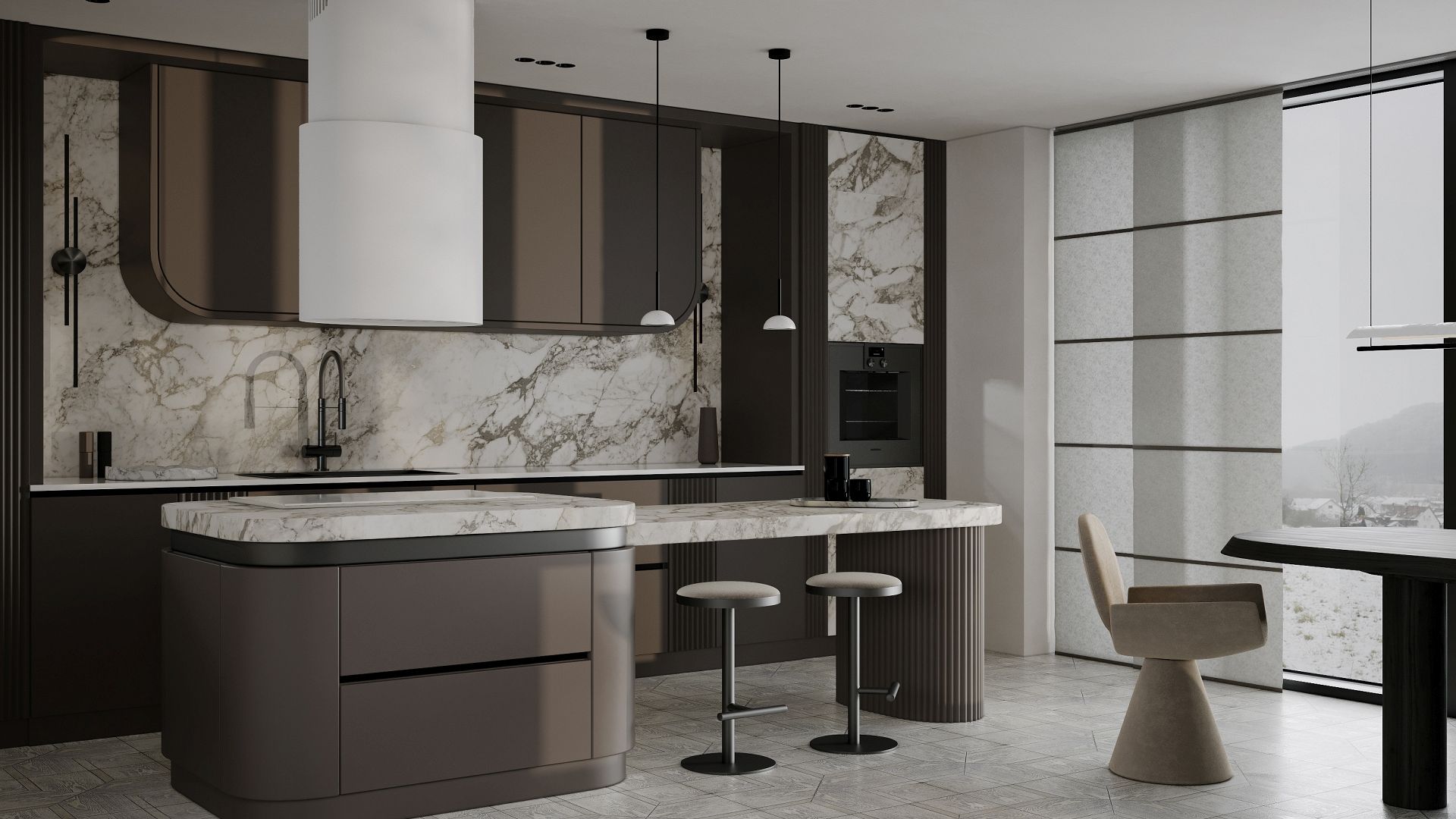 Hota insula Oval White Matt - Alb Mat - Vizualizare 2