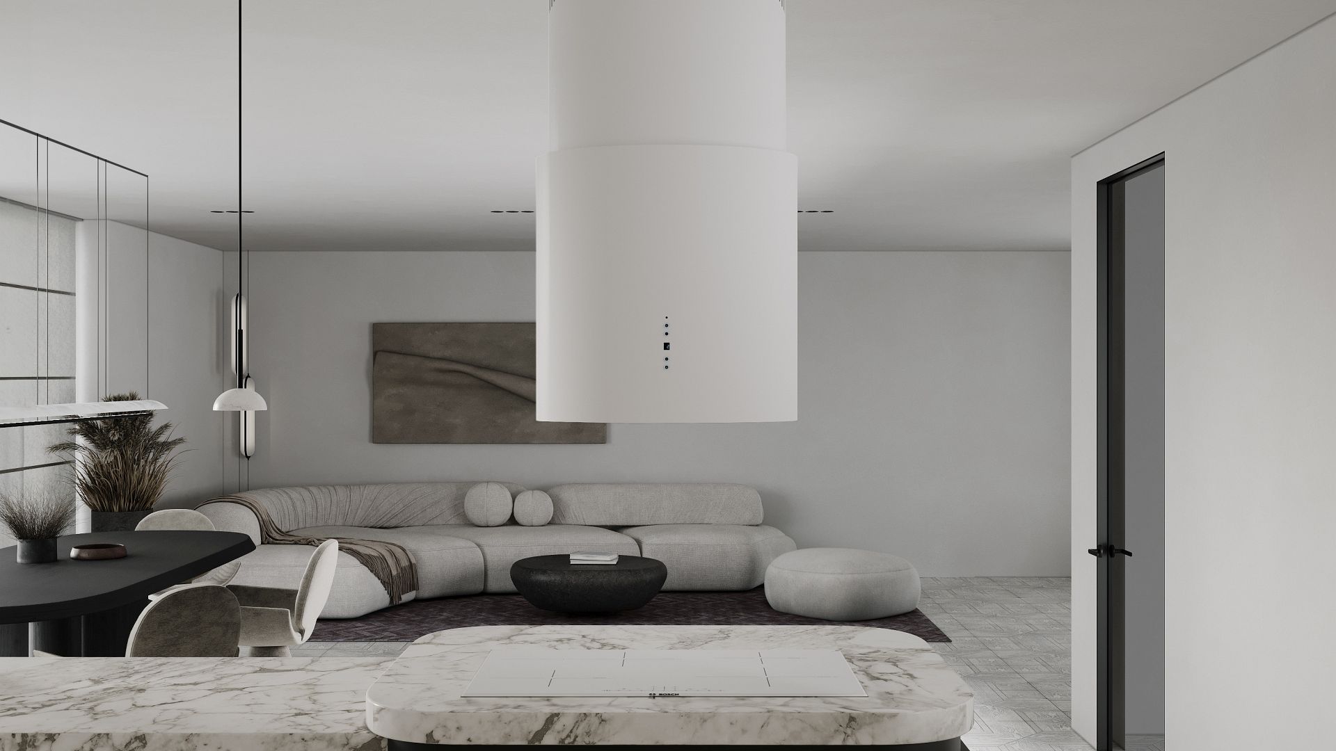 Hota insula Oval White Matt - Alb Mat - Vizualizare