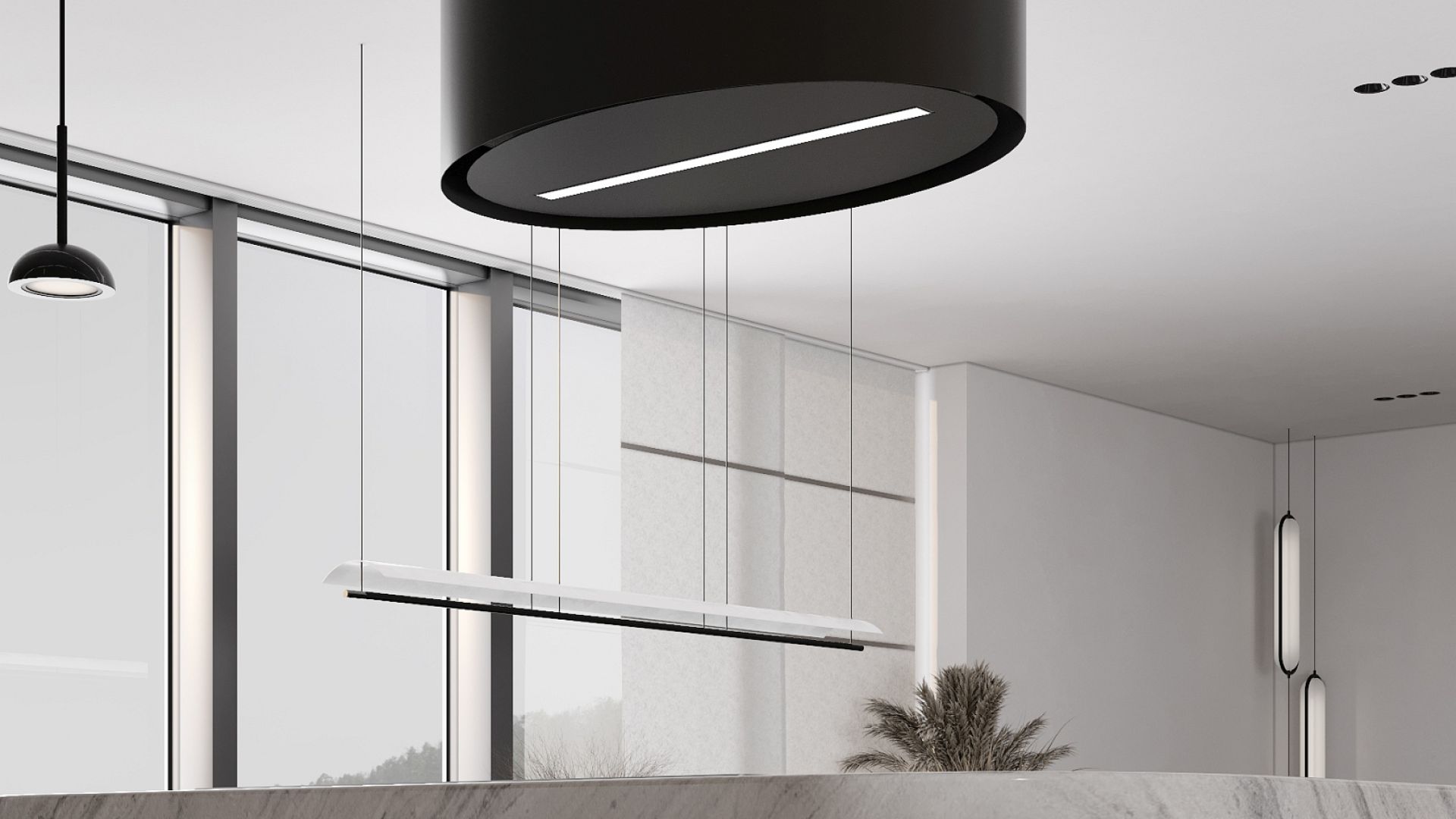 Hota insula Oval Black Matt - Negru Mat - Vizualizare