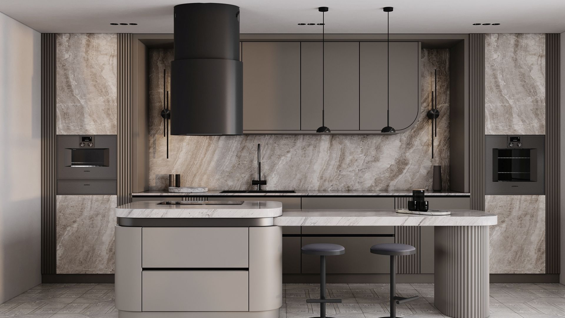 Hota insula Oval Black Matt - Negru Mat - Vizualizare 4