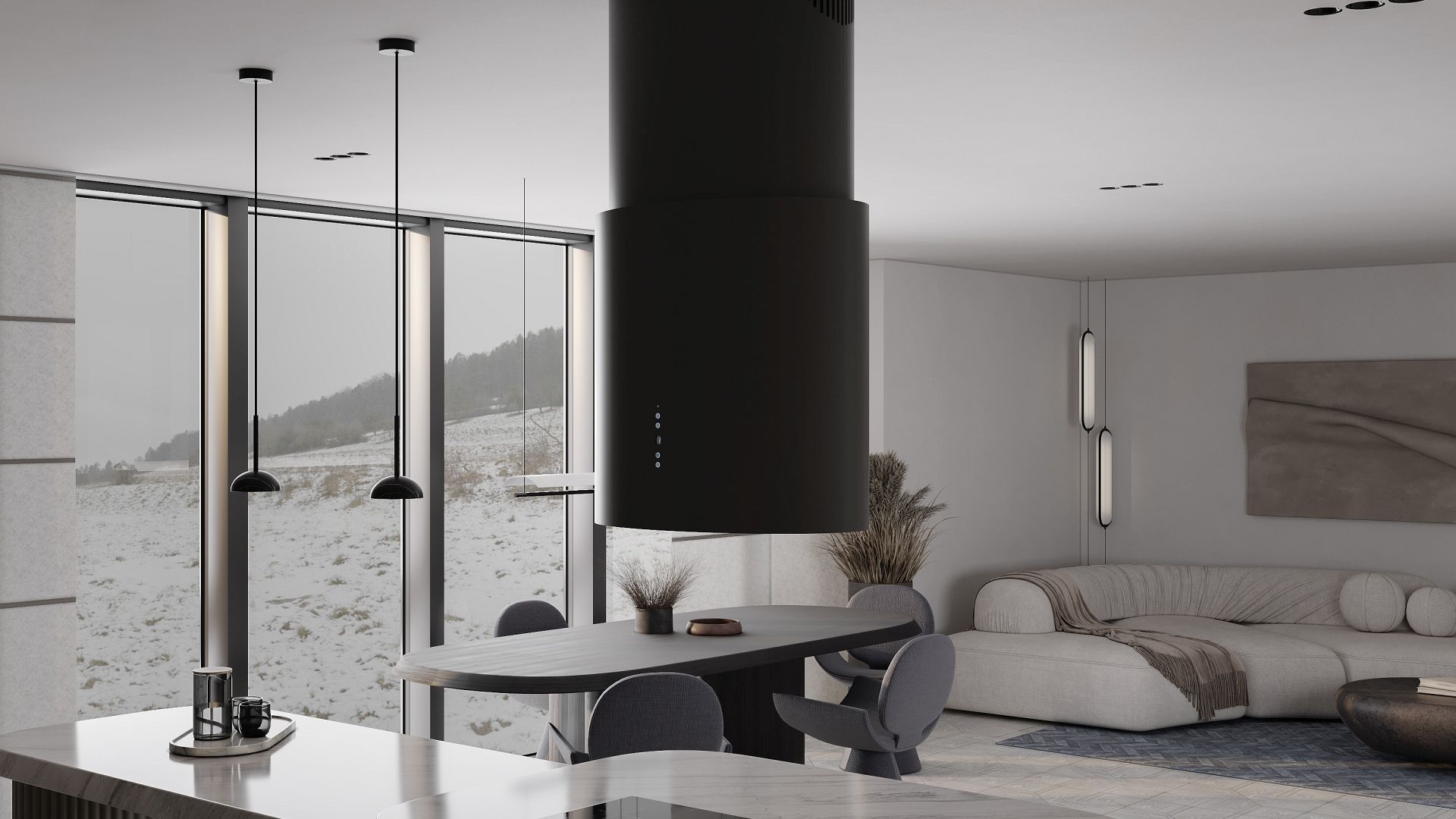 Hota insula Oval Black Matt - Negru Mat - Vizualizare 2