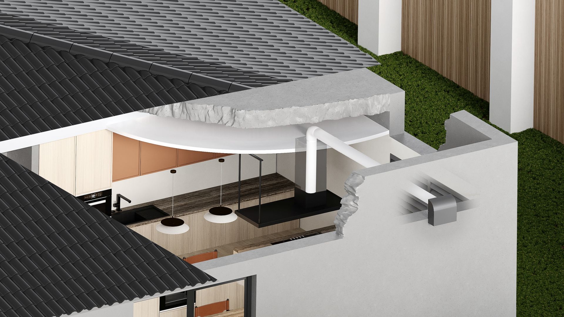 Sistem de turbine pentru exterior Nortberg Bucătărie Liniștită (plasare stradală) - Alb - Vizualizare