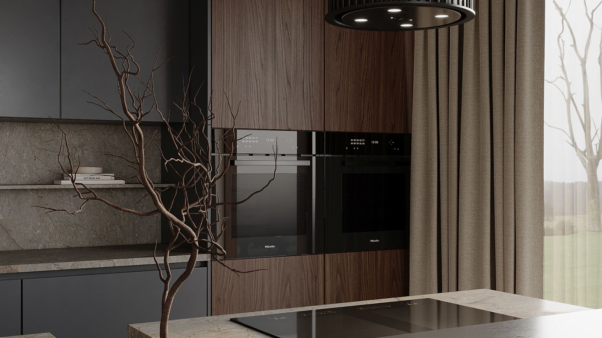 Hota insula Voliera N1 Black-Black - Negru Mat - Vizualizare