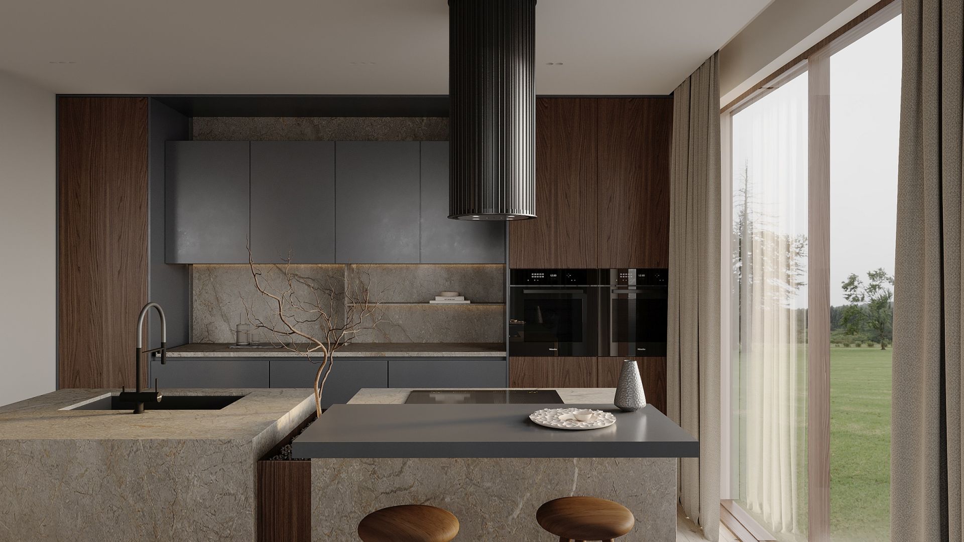 Hota insula Voliera N1 Black-Black - Negru Mat - Vizualizare 6