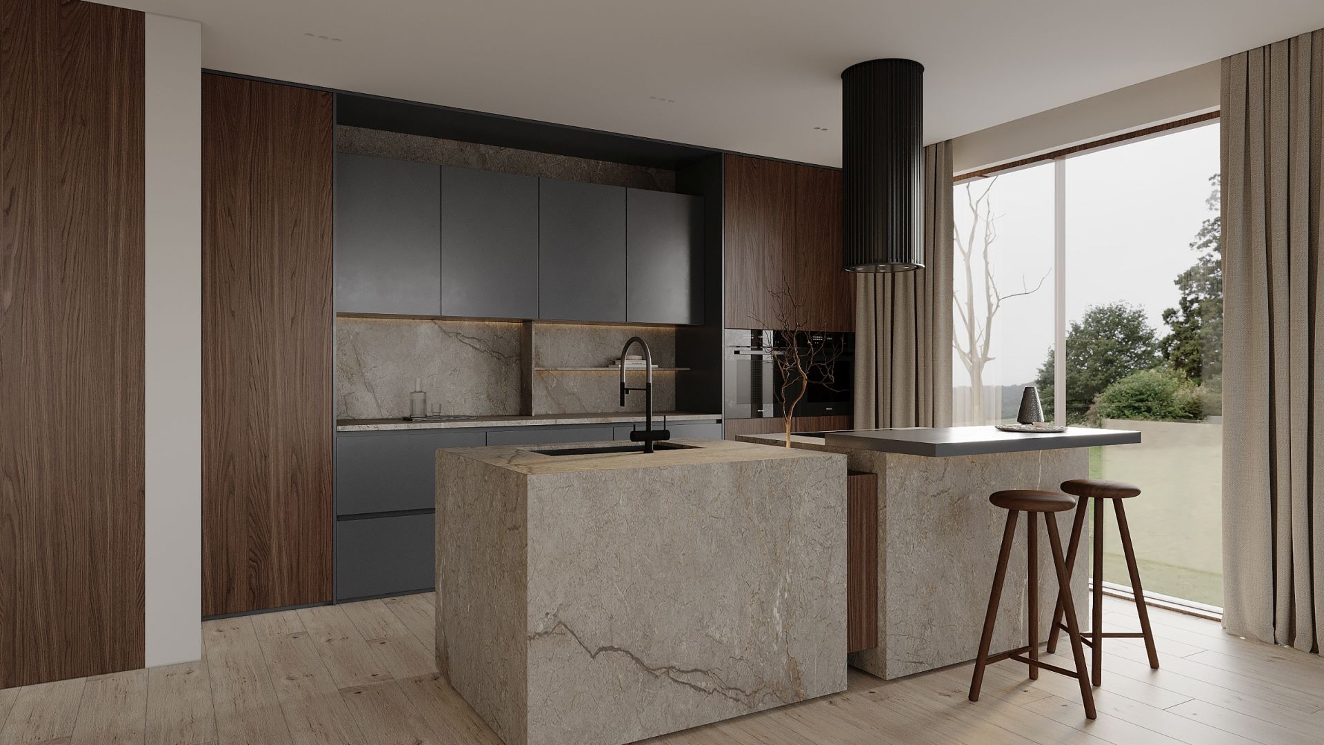 Hota insula Voliera N1 Black-Black - Negru Mat - Vizualizare 4